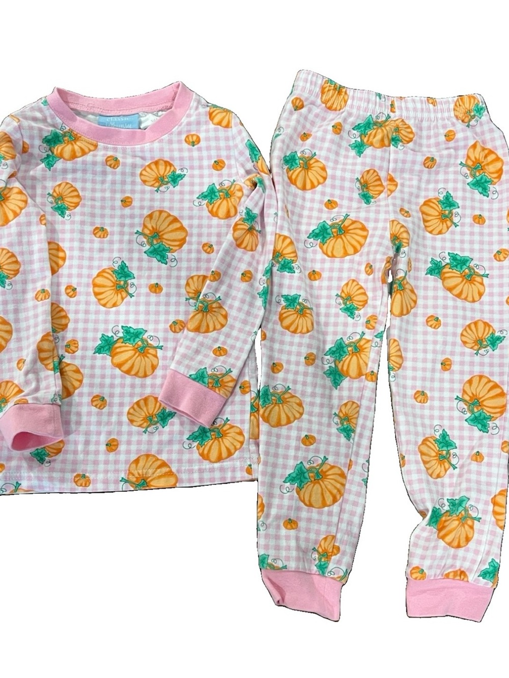 Girls Classic Whimsy Gingham Pumpkin Pajama Set